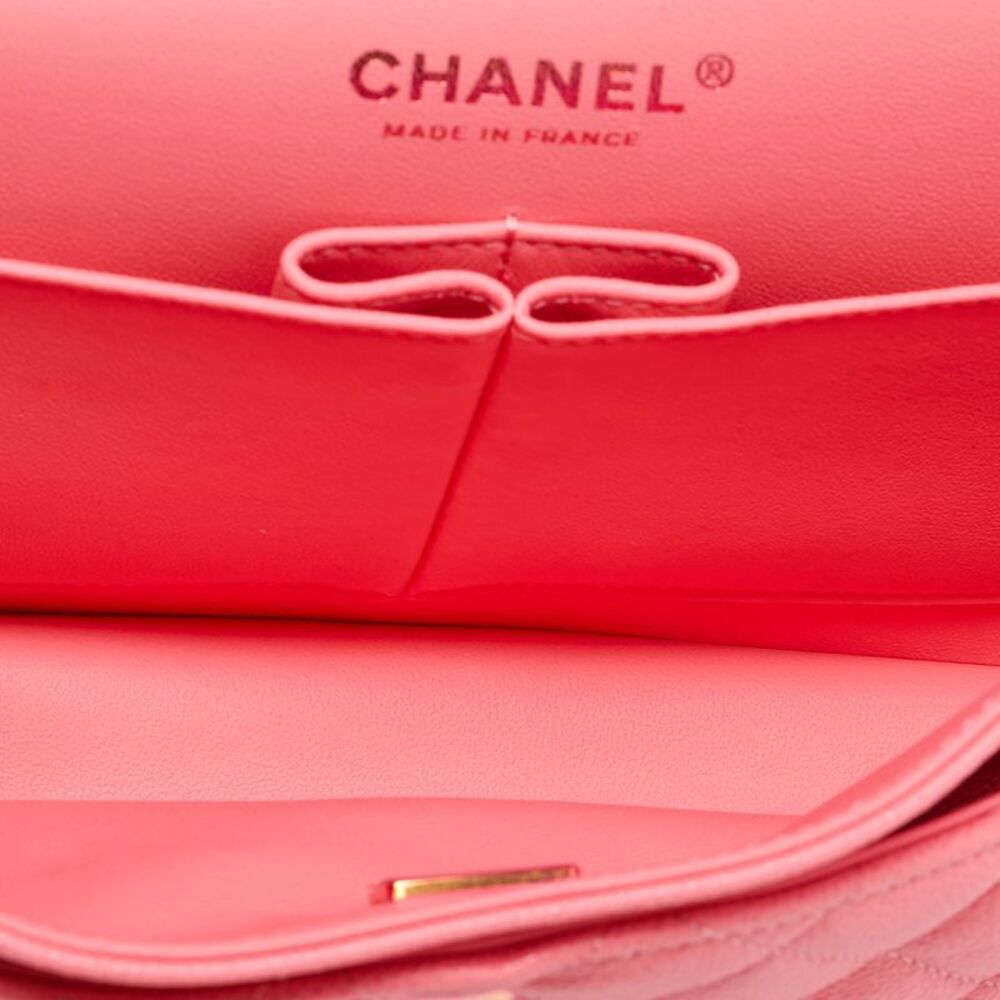 Chanel Pink Quilted Caviar Leather Medium Classic Double Flap Bag - Picture 7 of 7